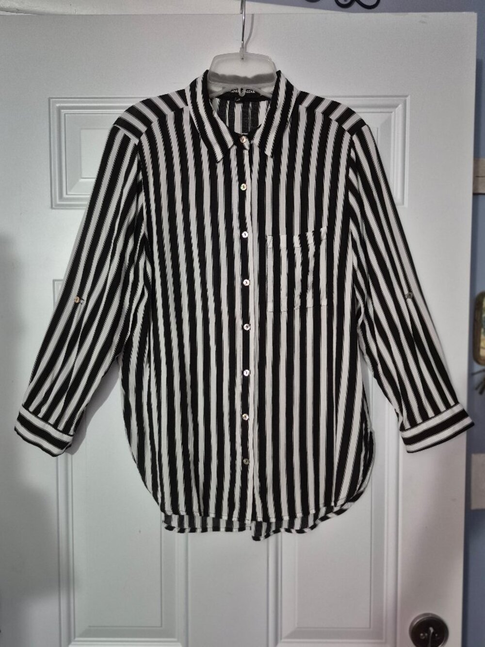 Women's Top, Grand & Greene.  Size Small, Black /whte stripe .